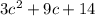 3 {c}^{2}   + 9c  +  14