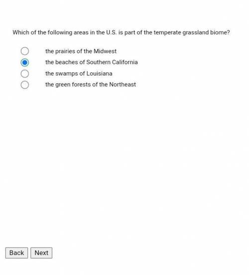 Which of the following areas in the U.S. is part of the temperate grassland biome?​