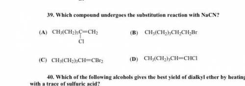 Which compound undergoes the substitution reaction with NaCN