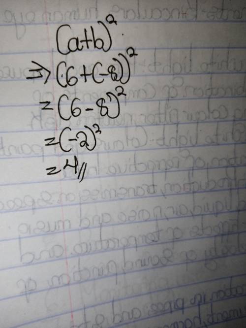 (a + b)^2 if a = 6, b = -8