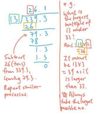 How to show work for 339.3÷13