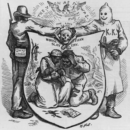 The cartoon above by Thomas Nast was published in 1874. What was the main message of this cartoon?