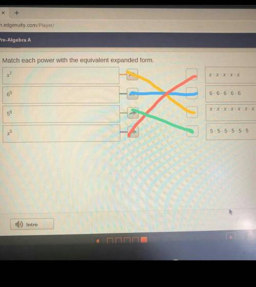 Match each power with the equivalent expanded form.
x7
65
56
5