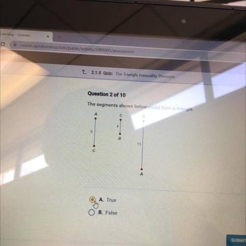 The segments shown below could form a triangle.