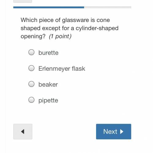 Which piece of glassware is cone shaped (rest of question on image)