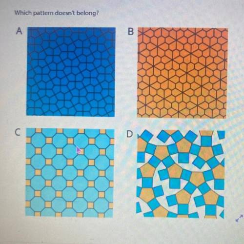 Which pattern doesn't belong?
А
B
С
D