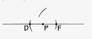 According to the partial construction shown, what is the next step in constructing a line perpendic