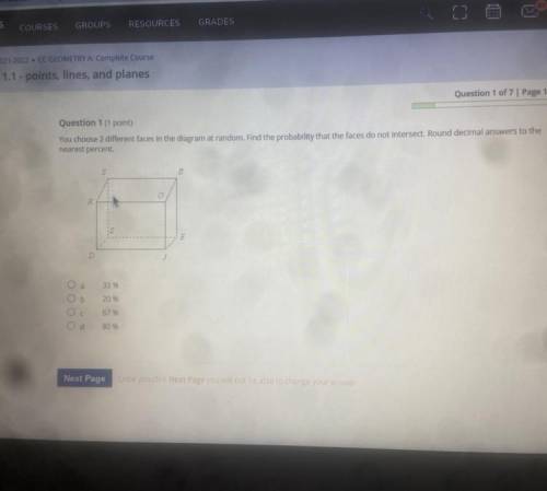 Find the probability that the faces do not intersect round decimal answers to the nearest percent