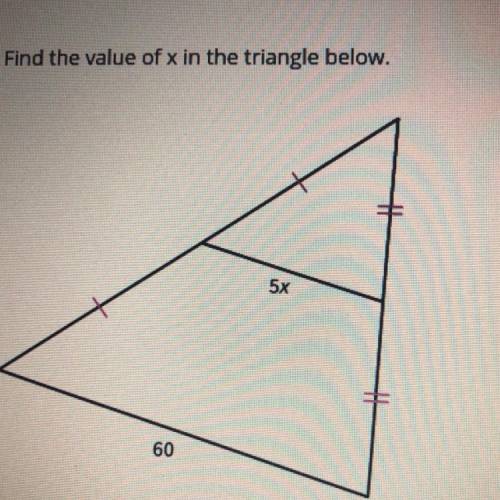 What is the value of x in the triangle below
