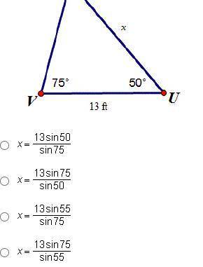 QUICK In the triangle below, which equation can be used to solve for x?