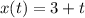 x(t) = 3 + t