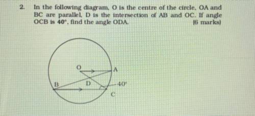 Someone please help ASAP! Find the angle ODA, please show workout! Thank you!!!