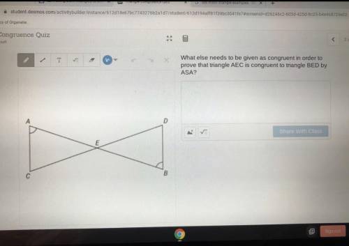 What else needs to be given as congruent in order to prove that triangle AEC is congruent to triang