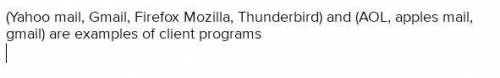 Which are examples of email client programs?

this apparently has forbidden language so give me th