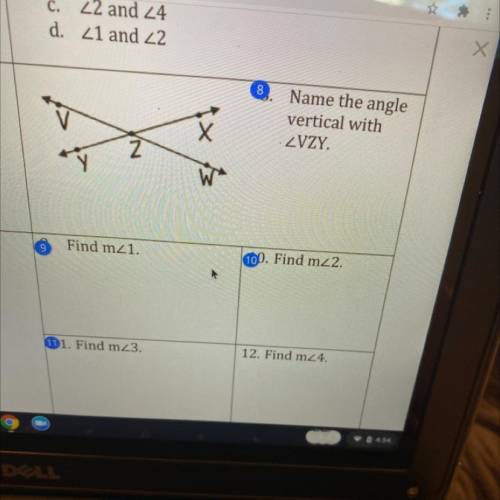 For number 8 name the angle vertical to