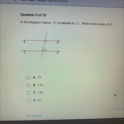 In the diagram below, A8 is parallel to CD. What is the value of y? Help me