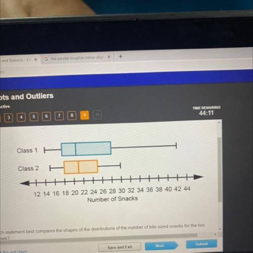 The parallel boxplots below display the number of bite-size snacks that students could grab with on