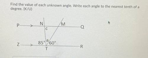 Find the value of each unknown angle. Write each angle to the nearest tenth of a degree. (Picture i
