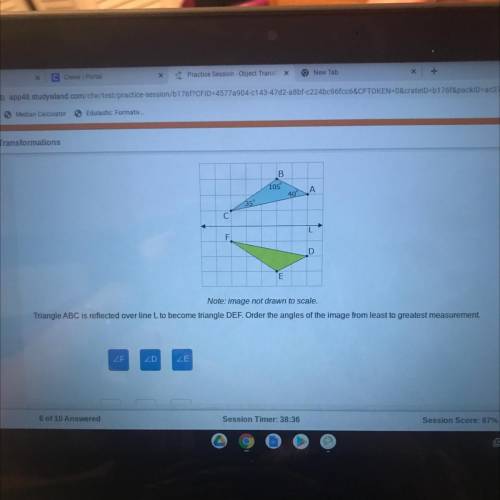 Order the angles from least to grates measurements