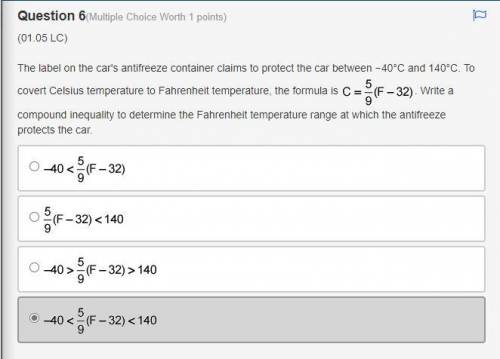 The label on the car's antifreeze container claims to protect the car between −40°C and 140°C. To c