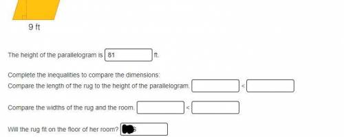 Lanie’s room is in the shape of a parallelogram. The floor of her room is shown and has an area of