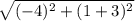 \sqrt{(-4)^2+(1+3)^2