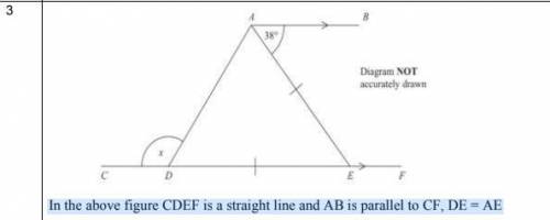 Find x in the following diagram provided.