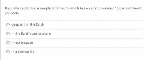 If you wanted to find a sample of fermium, which has an atomic number 100, where would you look?