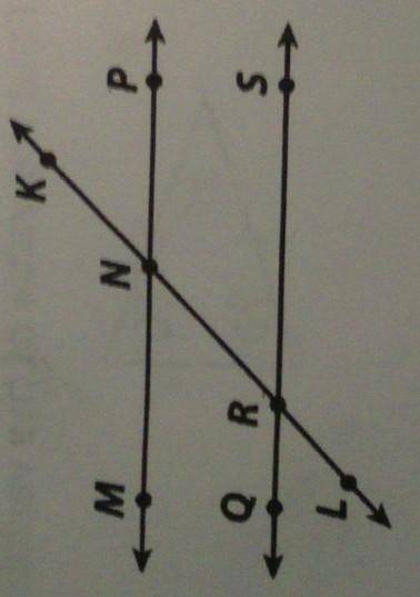 If angle RNP = (8x + 63) degrees and angle NRS = 5x degrees, find the following angle measures.

9