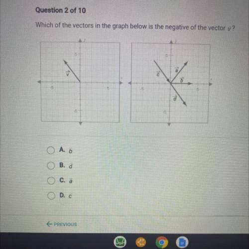 Which of the vectors in the graph below is the negative of the vector v ? Plz help