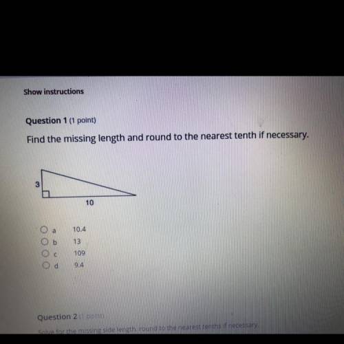 Find the missing length and round to the nearest tenth if necessary