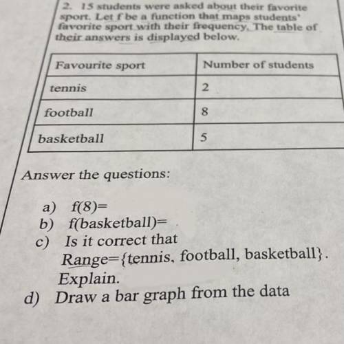 15 students were asked about their favorite sport let F be a function that maps students favorite s