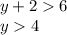 y +2  6 \\ y  4