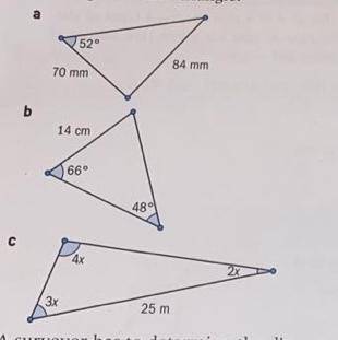The given information to find all sides
and angles in each triangle