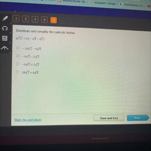 Distribute and simplify the radicals below.
(V12 + 6)(-78-72)