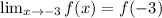 \lim_{x \to -3} f(x) = f(-3)