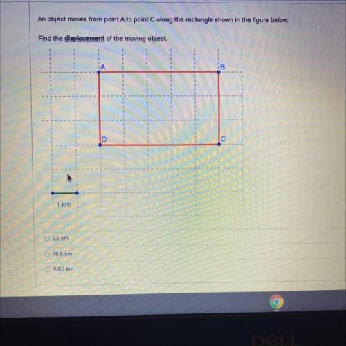 An object moves from point A to point C along the rectangle shown in the figure below.

Find the d