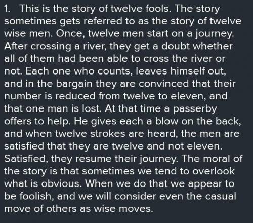 1. Construct a readable story below giving a suitable title. Twelve fools starts on a journey cross