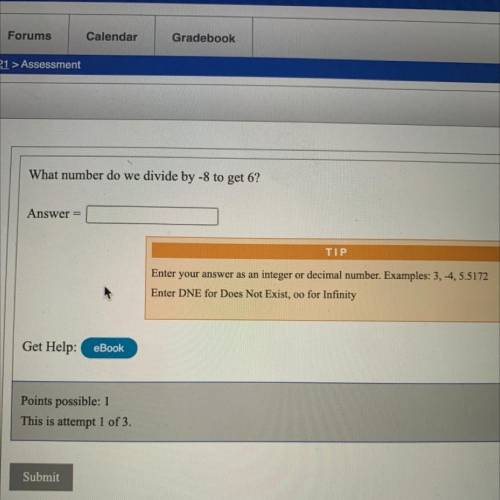 What number do we divide by -8 to get 6?