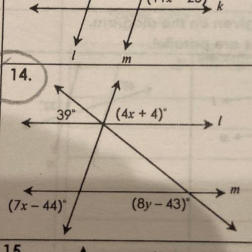 Find the value of x and y