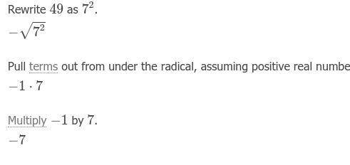 Find the value of − √49