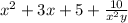 x^{2} +3x +5+ \frac{10}{x^{2} y}