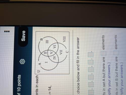 Use the Venn diagram and the given conditions to determine the number of elements in each region, o