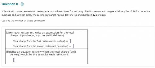 Yolanda will choose between two restaurants to purchase pizzas for her party. The first restaurant