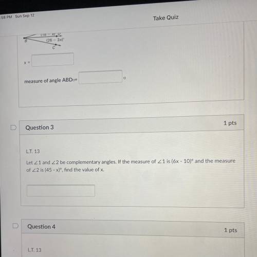 Let 21 and 22 be complementary angles. If the measure of Z1 is (6x - 10° and the measure

of Z2 is