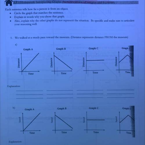 Each sentence tells how far a person is from an object.

Circle the graph that matches the sentenc