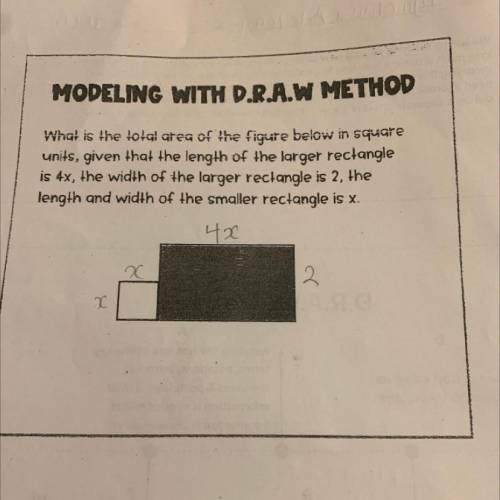 what is the total area of the figure below in square units, given that the length of the larger rec