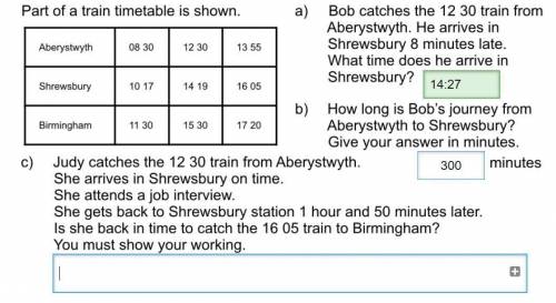 Part of train timetable is shown