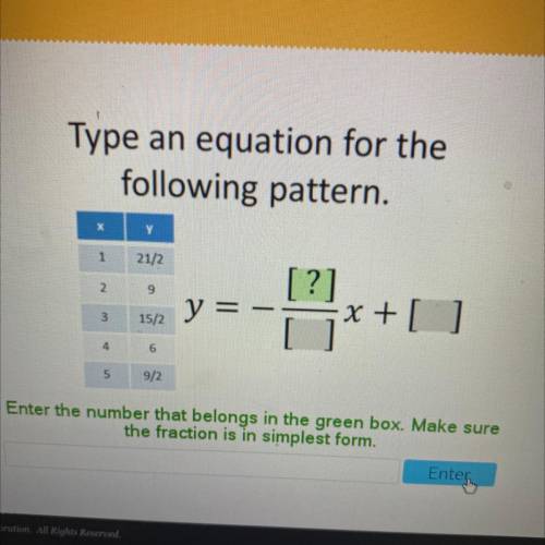 Type an equation for the following pattern