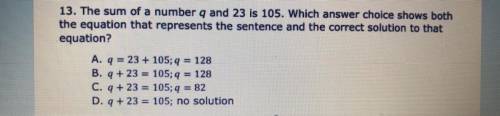 which answer choice shows both the equation that represents the sentence and the correct solution t